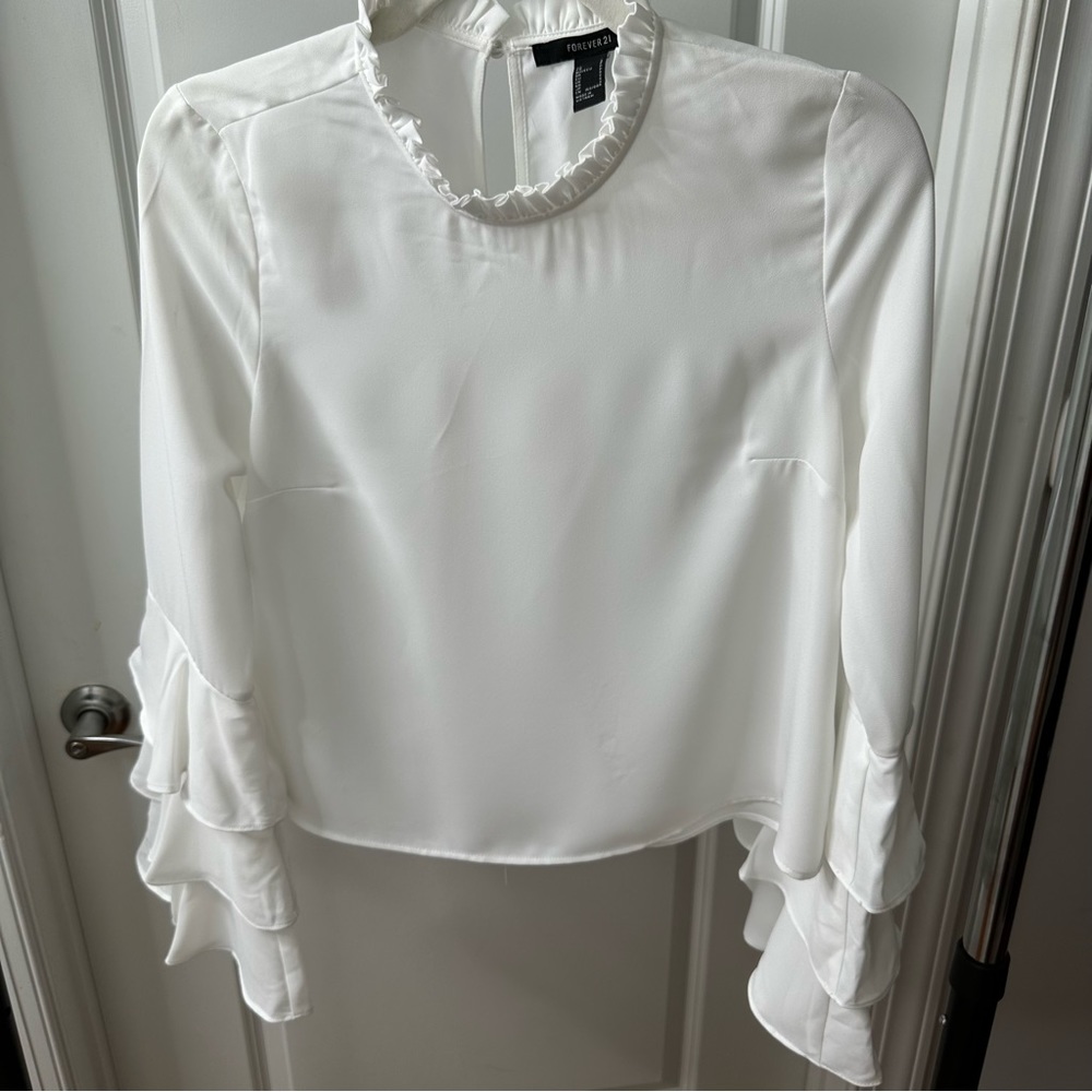 White Ruffle Blouse